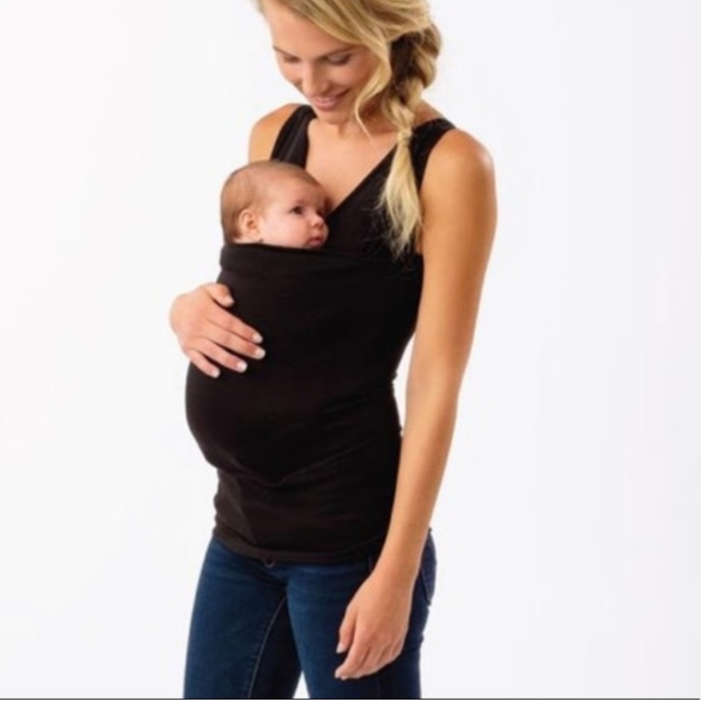 Lalabu Womens Black Soothe Top L Large Nursing Pouch Discreet Maternity Shirt.